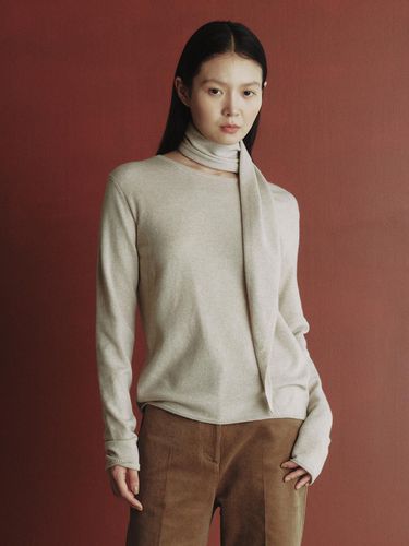 CASHMERE 30 KNIT TOP & MUFFLER _PALE BEIGE - REPLAIN - Modalova