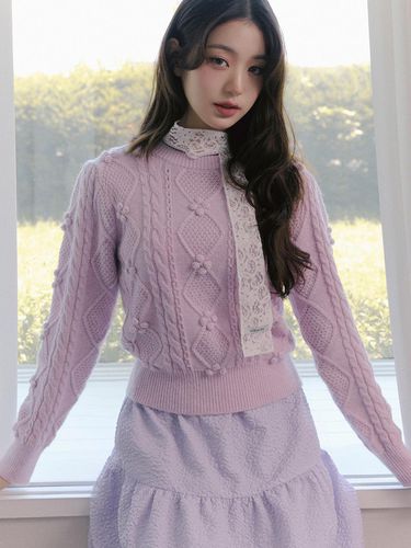 POMPOM CABLE KNIT LAVENDER - ROLAROLA - Modalova