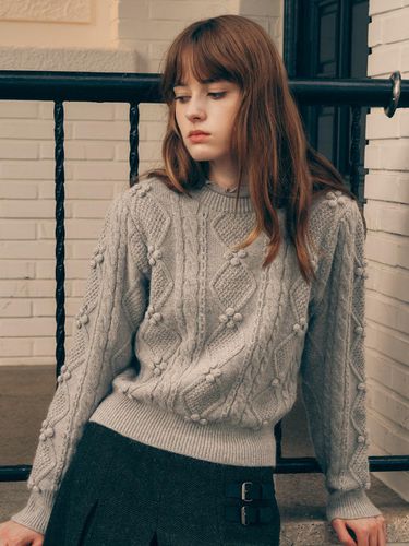 POMPOM CABLE KNIT GRAY - ROLAROLA - Modalova