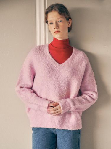 BOUCLE V NECK KNIT PINK - ROLAROLA - Modalova