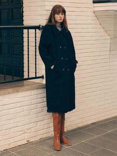 VOLUME SLEEVE DOUBLE COAT NAVY - ROLAROLA - Modalova