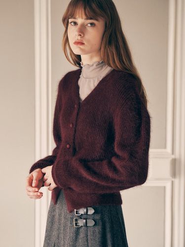 HAIRY BALLOON CARDIGAN BURGUNDY - ROLAROLA - Modalova