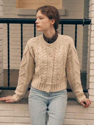 WOOL BLENDED CABLE CARDIGAN - ROLAROLA - Modalova