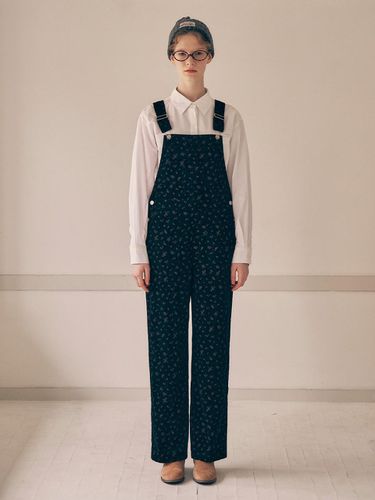 FLOWER CORDUROY OVERALL PANTS BLACK - ROLAROLA - Modalova