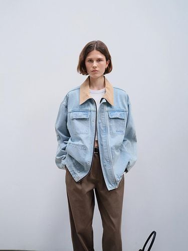 UNISEX VINTAGE WORK DENIM JACKET LIGHT BLUE_UDJU4C - Dunst for WOMEN - Modalova