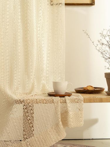 Natural knitted lace cotton curtain - DECOVIEW - Modalova