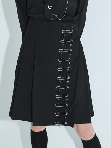 Safety pin midi wrap skirt - BLACK - CLUT STUDIO - Modalova