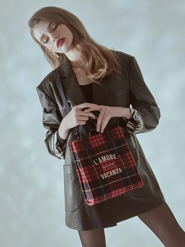 Tartan Small Tote Bag (Red) - BBYB - Modalova