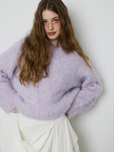 UNISEX] FLUFFY ALPACA KNIT SWEATER. - LAVENDER - MEENDERI - Modalova