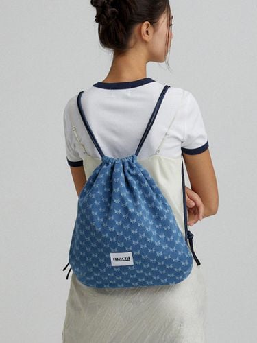 DRAWSTRING DENIM BACKPACK_DENIM - macni - Modalova