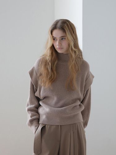 Closer] Drop shoulder metal wool knitwear_beige - CAHIERS - Modalova