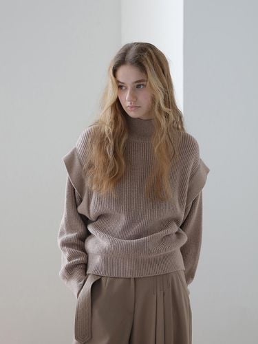 Drop shoulder metal wool knitwear_beige - CAHIERS - Modalova