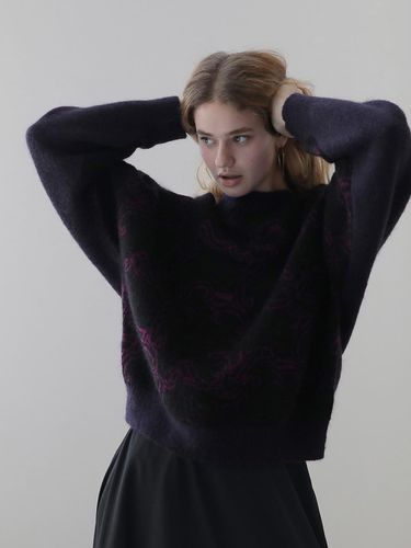 Kkaee] Loose Fit Jacquard Mohair Knitwear_Black - CAHIERS - Modalova