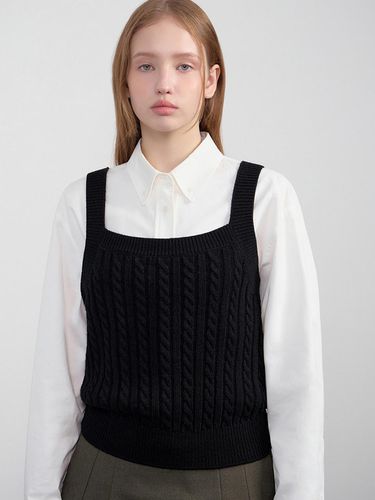 Cable square neck knit Vest - SISTINA - Modalova