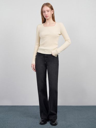 Wool blended V-neck square neck sweater - SISTINA - Modalova