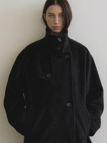 Wool High-Neck Trench Half Coat [Black] (L134) - L’oiE - Modalova