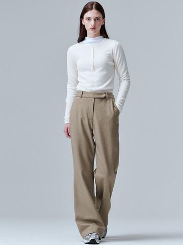 Herringbone Fleece-Lined Wide Flare Pants [] (2152) - MaLoupe - Modalova