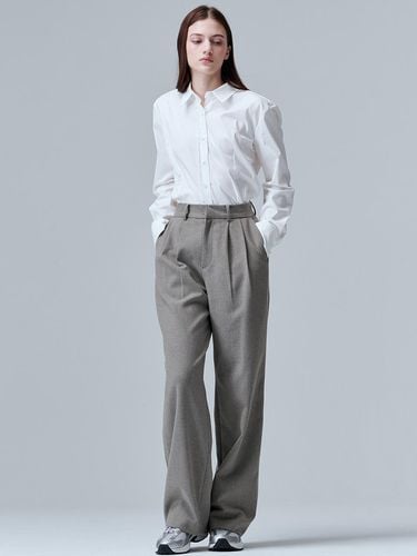 Double Pleated Wool Wide Pants [Light Brown ] (2154) - MaLoupe - Modalova