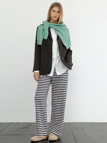 Cozy Vent Stripe Elastic Waist Pants - KOZNOK - Modalova