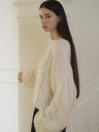 Kid Mohair Cable Knit beige L136 - L’oiE - Modalova