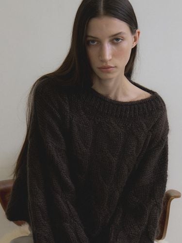 Kid Mohair Cable Knit Sweater [Brown] (L137) - L’oiE - Modalova