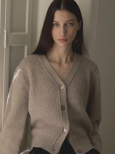 Wool Balloon Puff Cardigan [Beige] (L142) - L’oiE - Modalova