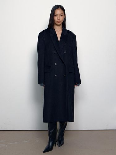 WOOL DOUBLE LONG COAT_BLACK - MIMEME - Modalova