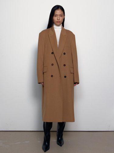 WOOL DOUBLE LONG COAT_CAMEL - MIMEME - Modalova