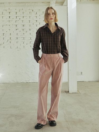 CORDUROY TUCKED PANTS_PINK - YUPPE - Modalova