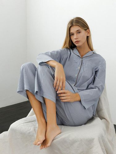 Cozy Rolling Stripe Pajama Set - KOZNOK - Modalova