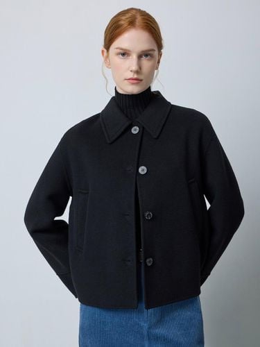 Handmade Wool Cashmere Collar Crop Jacket [Black] (BK_C244MSG155) - CC collect - Modalova