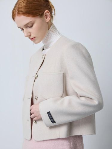 Collarless Single Handmade Wool Cashmere Jacket (LE_C244MSG154) - CC collect - Modalova