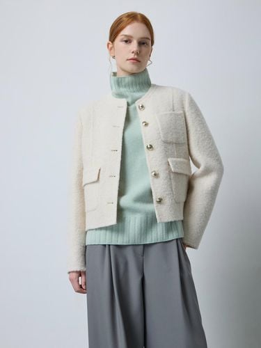 Boucl Round Neck Handmade Tweed Jacket [Ivory] (C244MSG152) - CC collect - Modalova