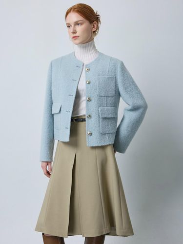 Boucl Round Neck Handmade Jacket [Light Blue] (LB_C244MSG151) - CC collect - Modalova