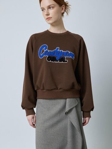 Boucle Lettering Embroidered Drop Shoulder Sweatshirt [Brown] (BR_C244PSM054) - CC collect - Modalova