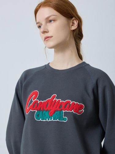 Boucle Lettering Embroidered Oversized Sweatshirt [Dark Gray] (DG_C244PSM054) - CC collect - Modalova