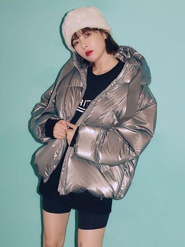 High Glossy Hooded Down Padded Jacket Silver - bensherman - Modalova