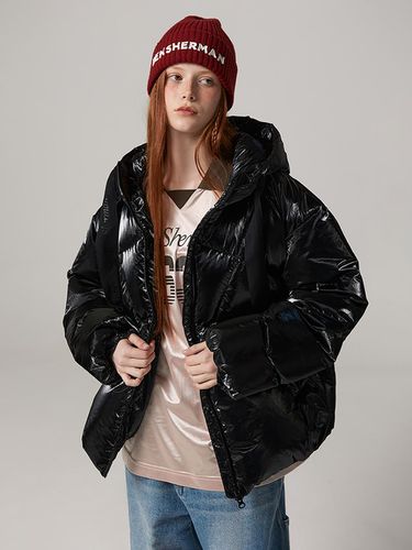 Women's High Glossy Hooded Down Padded Jacket Blac - bensherman - Modalova