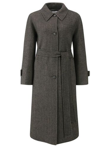 Herringbone Single Belted Long Wool-Cashmere Coat [Brown] (BR_C244MSG532) - CC collect - Modalova