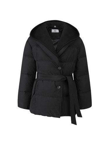 Handmade Hooded Belted Wool-Cashmere Down Jacket [Black] (C244PSG821) - CC collect - Modalova