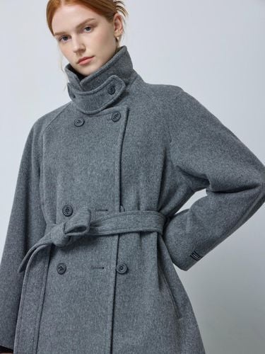 Belted Double Wool-Cashmere Half Coat [Melange Gray] (MG_C244MSG160) - CC collect - Modalova