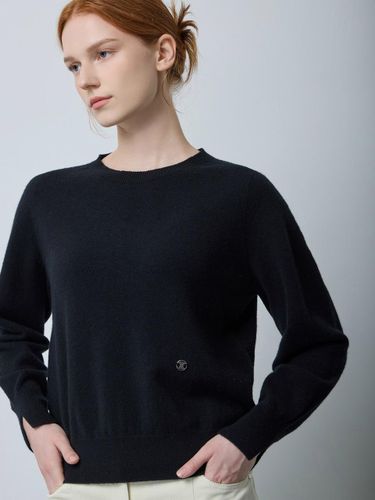 Wool Blend Voluminous Sleeve Logo Decorated Pullover [Black] (BK_C244KSK133) - CC collect - Modalova