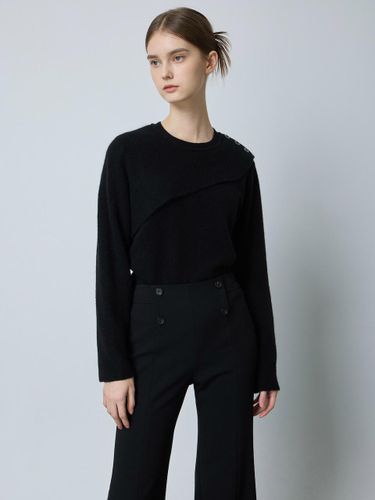 Unbalanced Panel Button Detail Wool Pullover [Black] (C244KSK034) - CC collect - Modalova