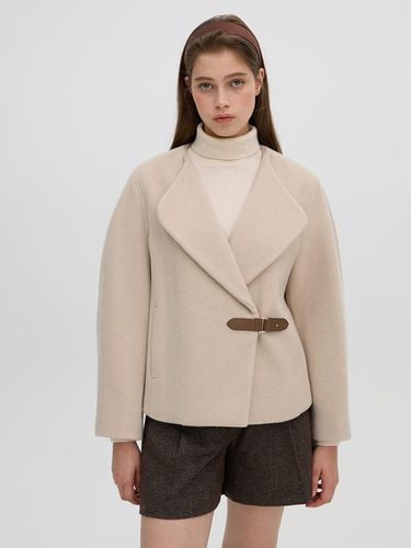 Leather Buckle Volume Sleeve Collarless Wool Jacket [Cream] (OW4WJA030) - OLIVE DES OLIVE - Modalova