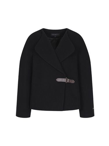 Leather Buckle Volume Sleeve Wool Cashmere Collarless Jacket [Black] (OW4WJA030) - OLIVE DES OLIVE - Modalova