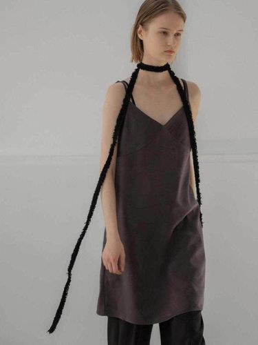 Satin Layered Oversized Slip Dress [Dark Brown] - MORCEAU PAR MORCEAU - Modalova