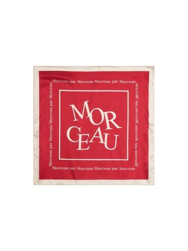 Morceau logo silk scarf_BURGUNDY - MORCEAU PAR MORCEAU - Modalova