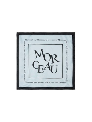 Morceau logo silk scarf_BLUE - MORCEAU PAR MORCEAU - Modalova