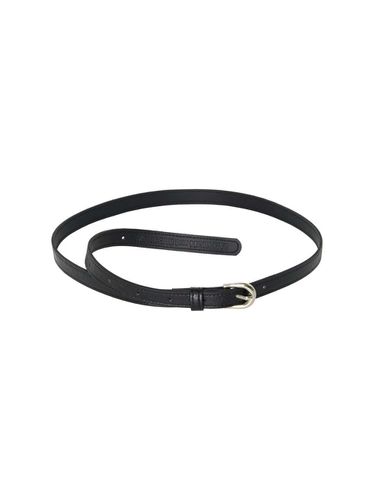 Morceau Logo Slim Leather Belt_BLACK - MORCEAU PAR MORCEAU - Modalova