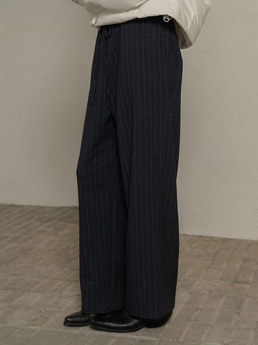 Wool Stripe Slacks_NAVY - MORCEAU PAR MORCEAU - Modalova